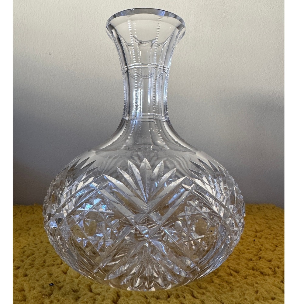 Antique Hawkes Signed Cyprus ABP Cut Crystal Glass Decanter Carafe 7.5" 1900s